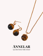 Pendientes colgantes de ojo de tigre natural en plata S925