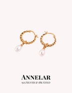 Pendientes colgantes de plata S925 con perlas naturales