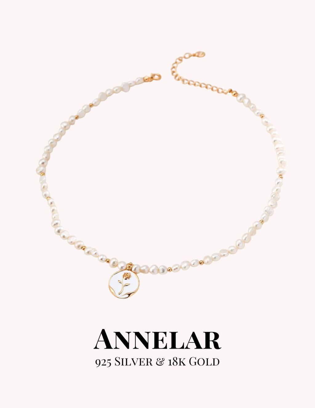 Collier en argent sterling 925 émaillé et perle naturelle