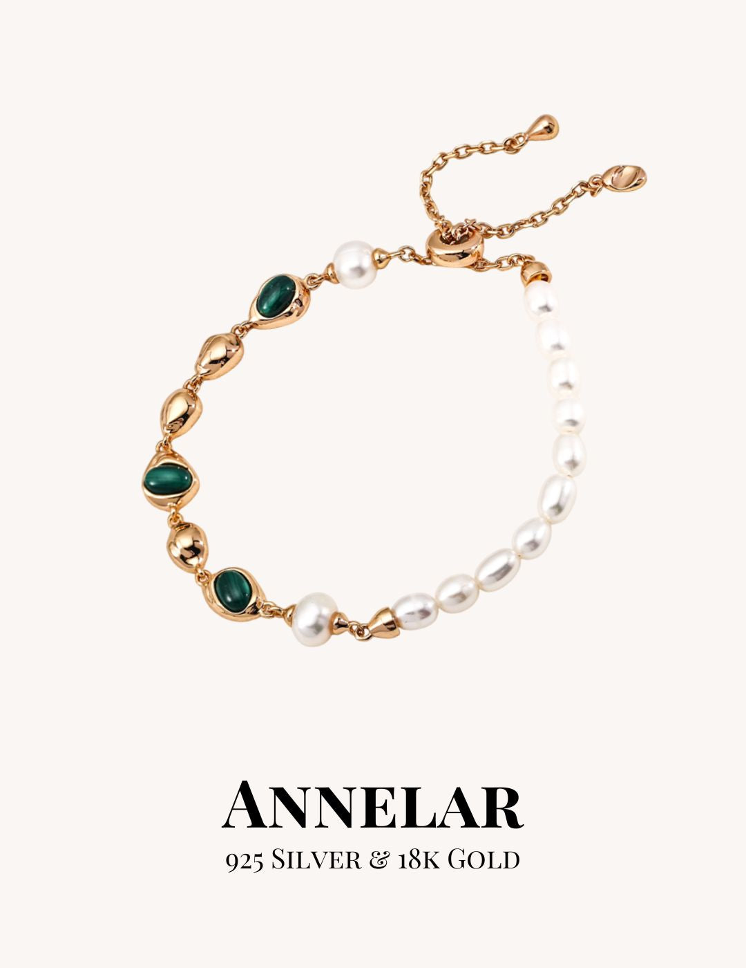 Natural Pearl & Malachite Bracelet