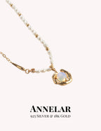 Collar de plata de ley 925 con perlas naturales y ópalo