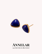 Pendientes de botón de plata de ley 925 con lapislázuli natural