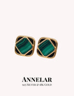 Boucles d'oreilles minimalistes en coquillage de malachite naturelle et onyx noir