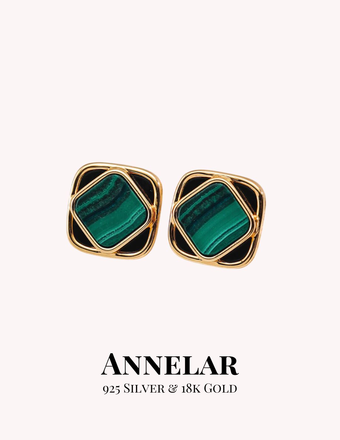 Minimalist Natural Malachite Shell / Black Onyx Earrings