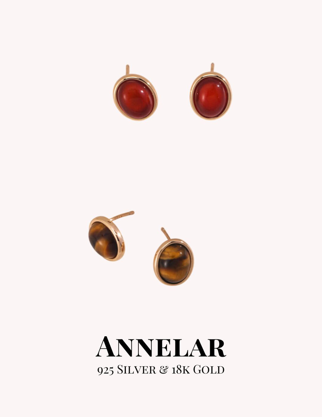 Pendientes de plata de ley 925 con ojo de tigre y ágata