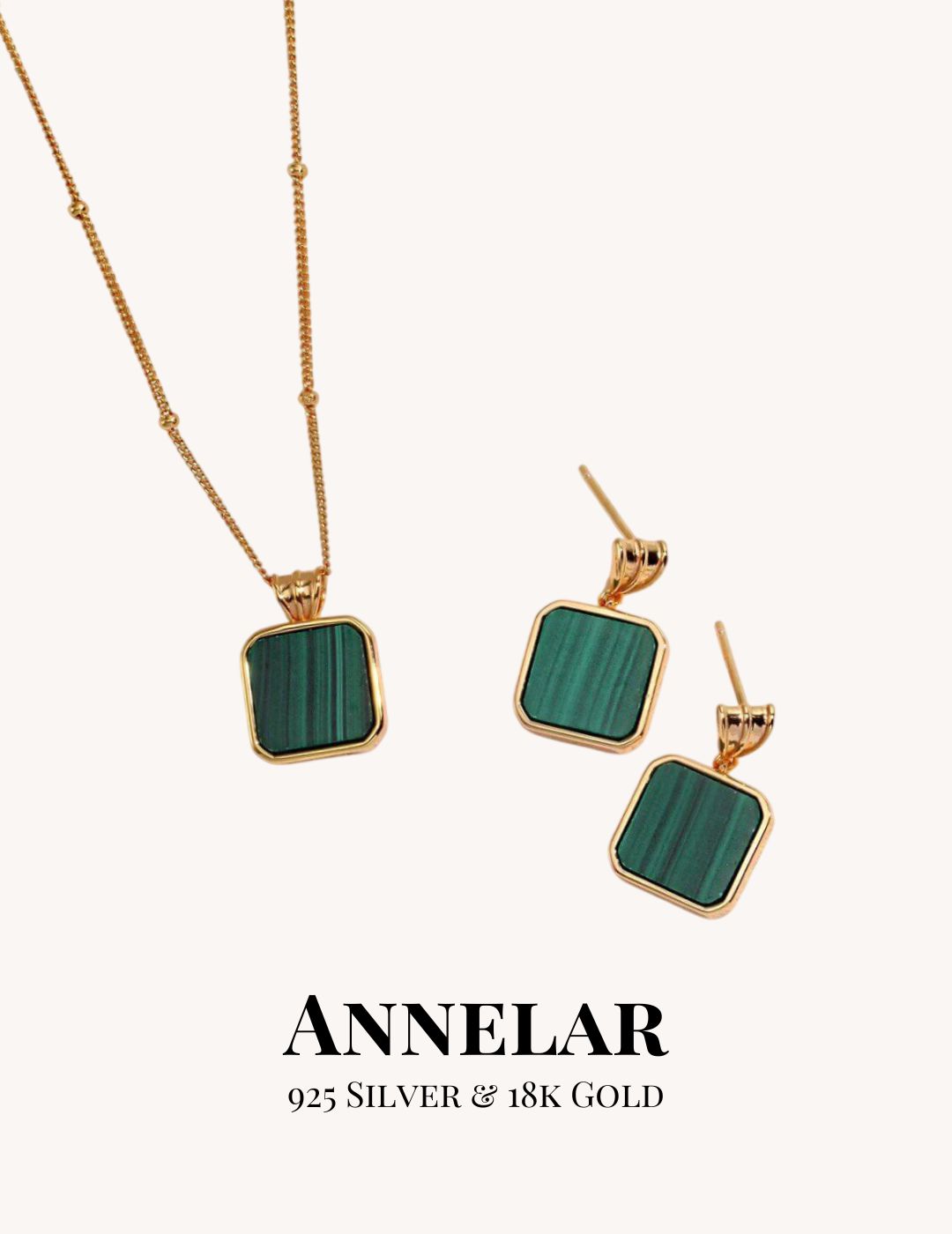 Boucles d'oreilles minimalistes en malachite et argent S925