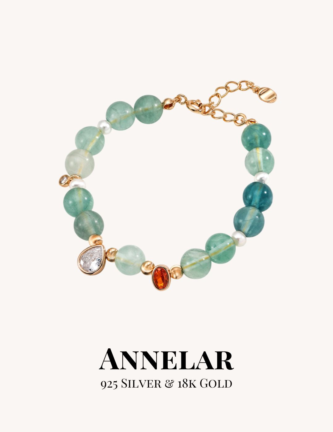 Natural Pearl, Green Fluorite & Zircon Bracelet