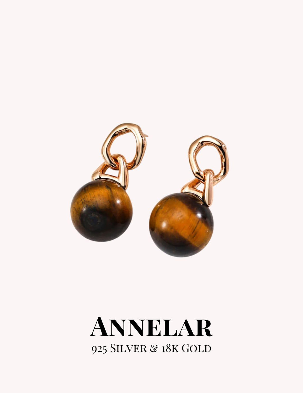 Pendientes colgantes de ojo de tigre natural en plata S925