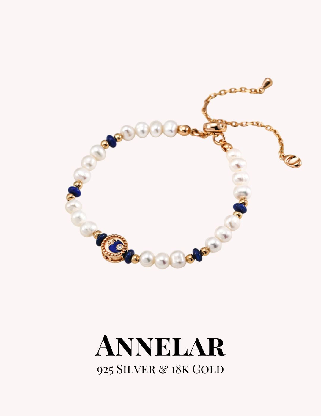 Vintage Natural Pearl & Lapis Lazuli Bracelet