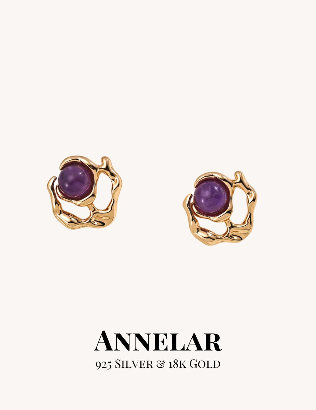 Pendientes minimalistas de amatista de diseño