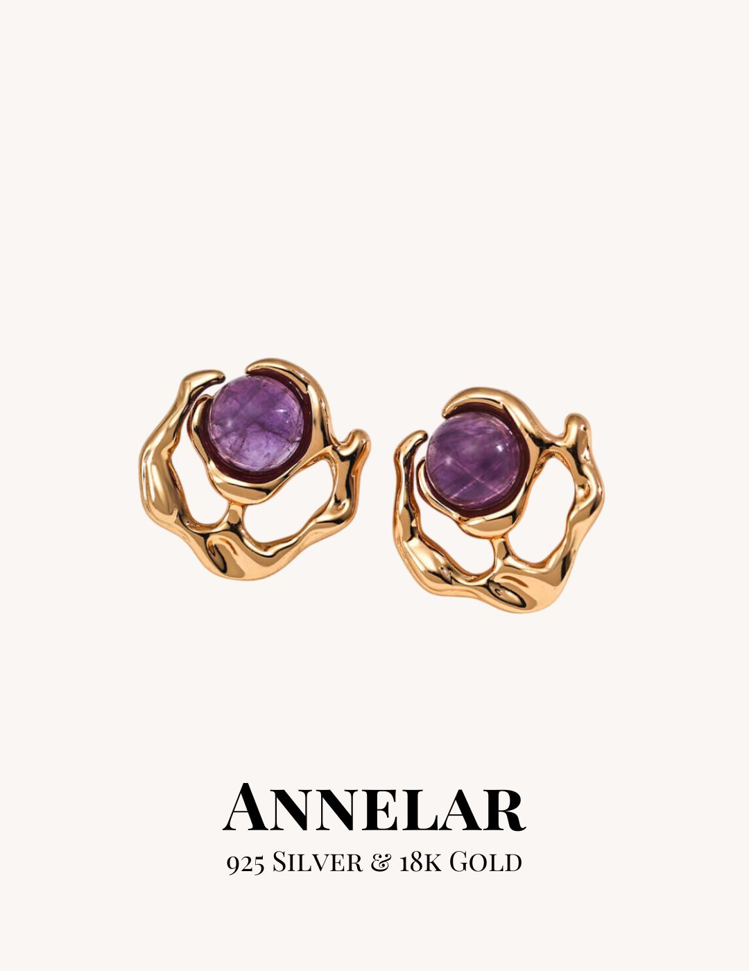 Boucles d'oreilles minimalistes en améthyste