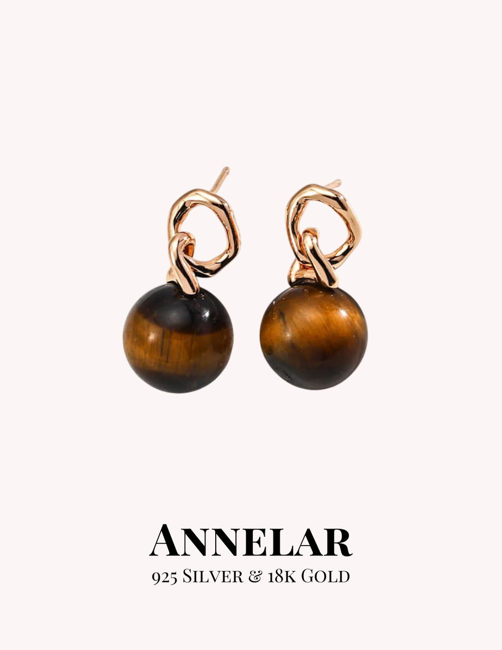 Pendientes colgantes de ojo de tigre natural en plata S925