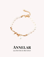 Pulsera tejida de plata de ley 925 con perlas naturales de agua dulce