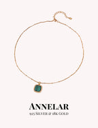 Ensemble en argent S925 avec zircon et malachite (collier + boucles d'oreilles)