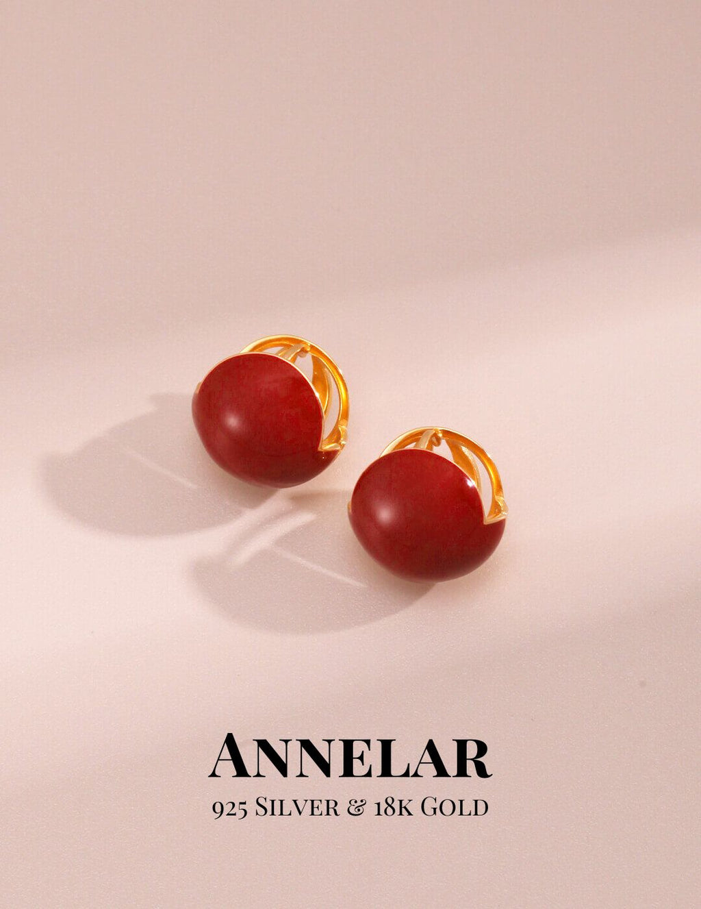 Boucles d'oreilles pendantes en argent S925 émaillé rouge