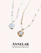 Collar de plata de ley 925 con perlas naturales y ópalo