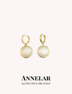 Boucles d'oreilles pendantes en argent S925 et quartz œil-de-chat