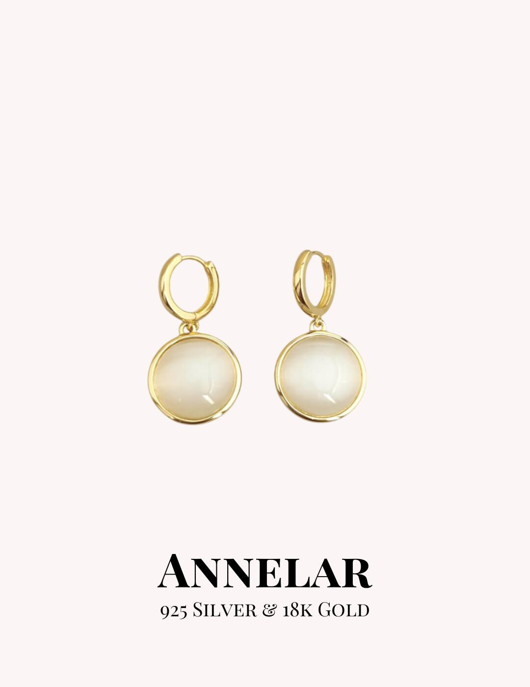 Boucles d'oreilles pendantes en argent S925 et quartz œil-de-chat