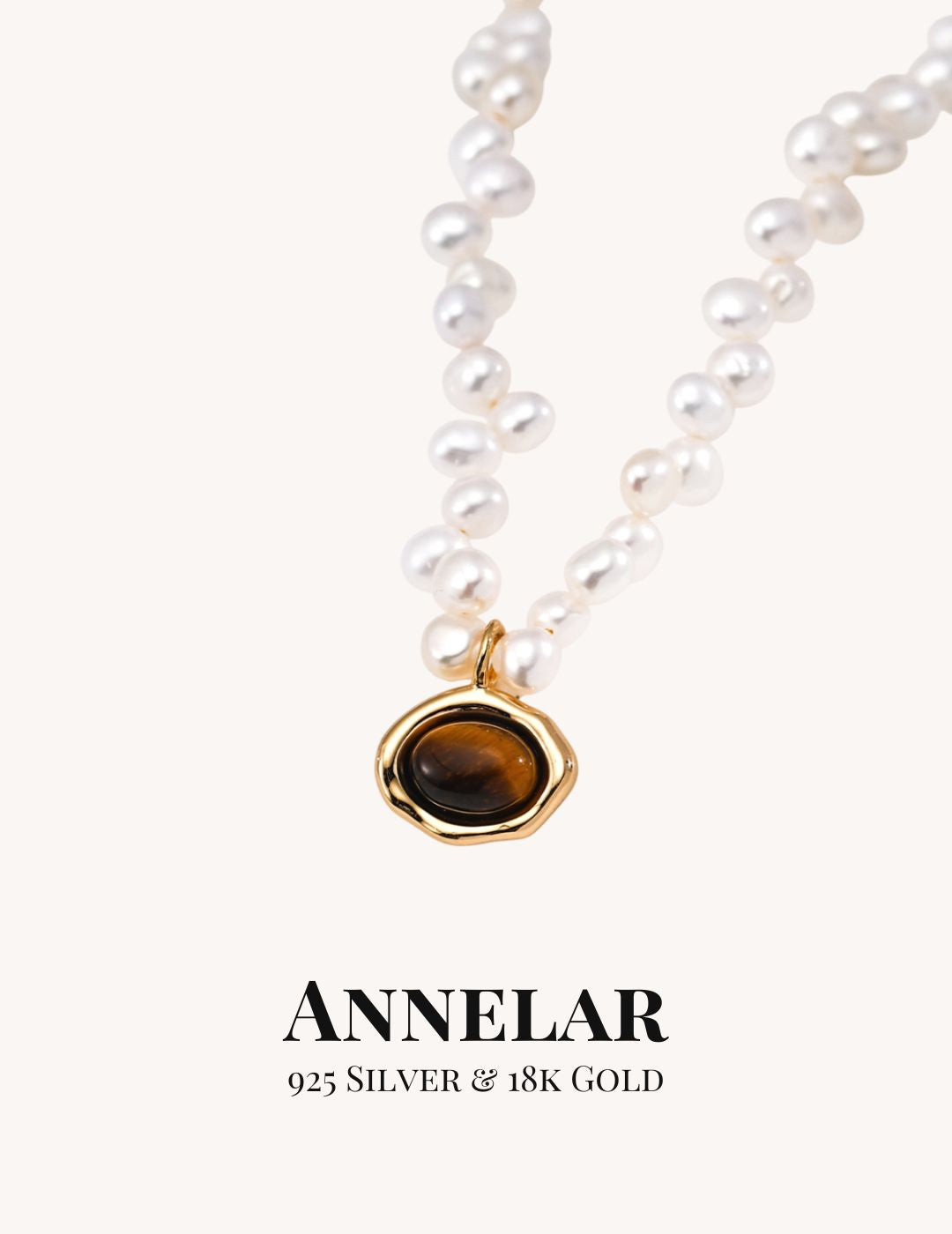 Natural Pearl & Tiger's Eye S925 Sterling Silver Necklace