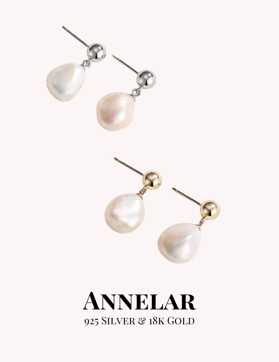 Baroque Natural Pearl 925 Sterling Silver Earrings