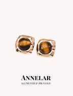 Boucles d'oreilles œil de tigre en argent sterling S925