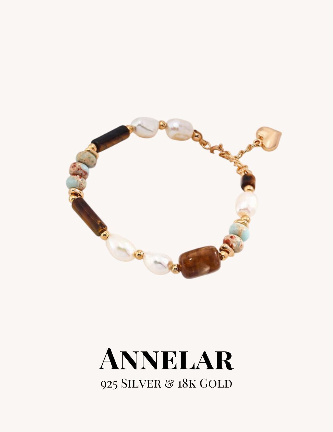 Tiger's Eye & Natural Pearl & Agate S925 Silver Bracelet