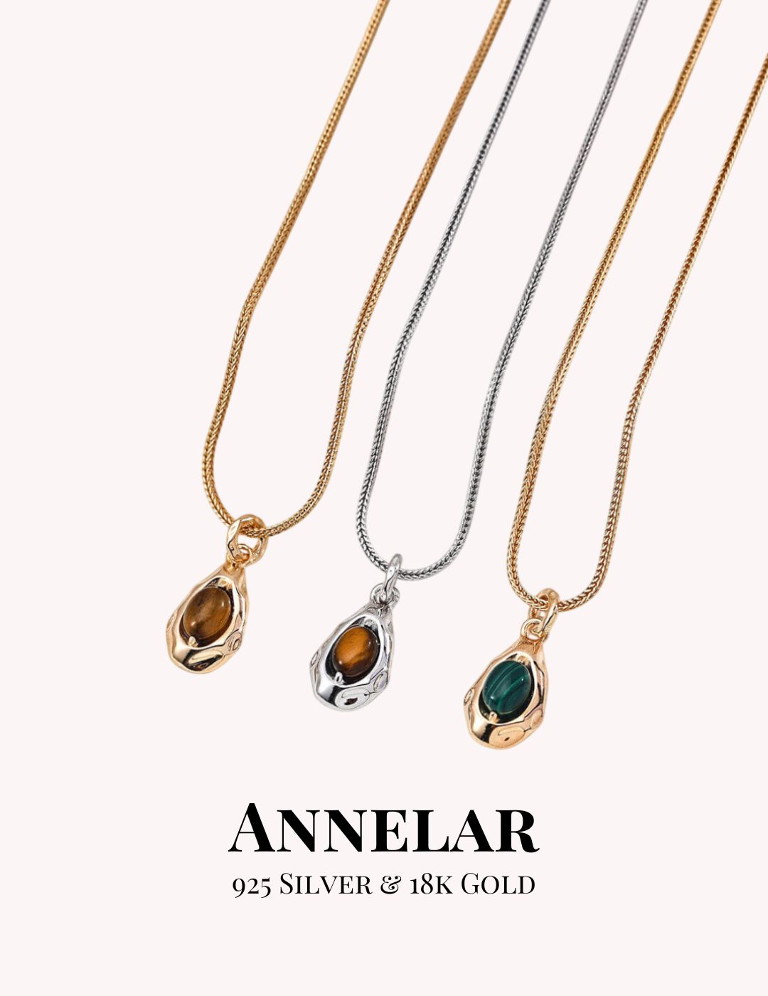 Natural Malachite / Tiger's Eye Pendant Necklace