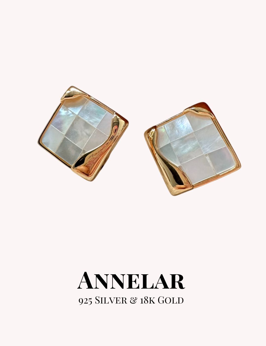 Boucles d'oreilles en argent sterling S925 et coquillage mosaïque