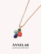 Lapis Lazuli & Multi-Gemstone Pendant 925 Sterling Silver Necklace