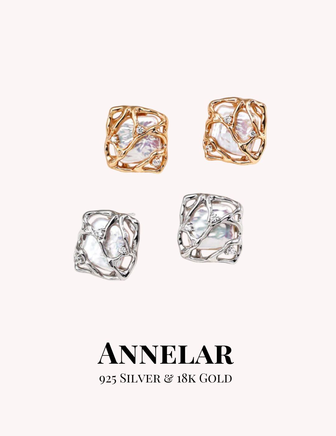 Boucles d'oreilles puces en argent sterling 925, perles baroques naturelles et zircon