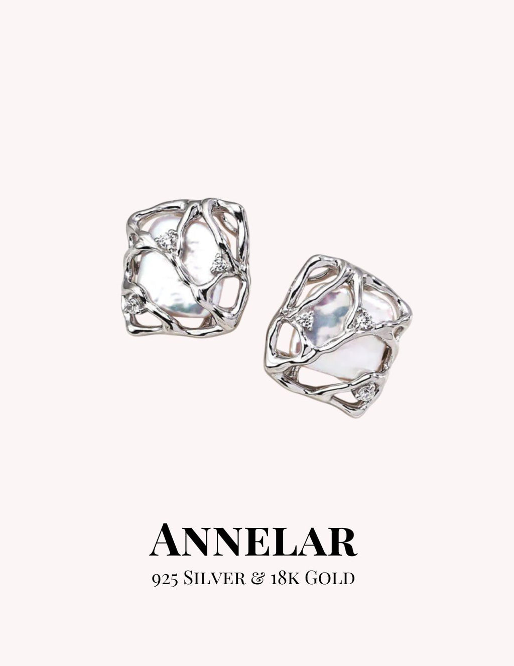 Pendientes de botón de plata de ley 925 con perlas barrocas naturales y circonitas