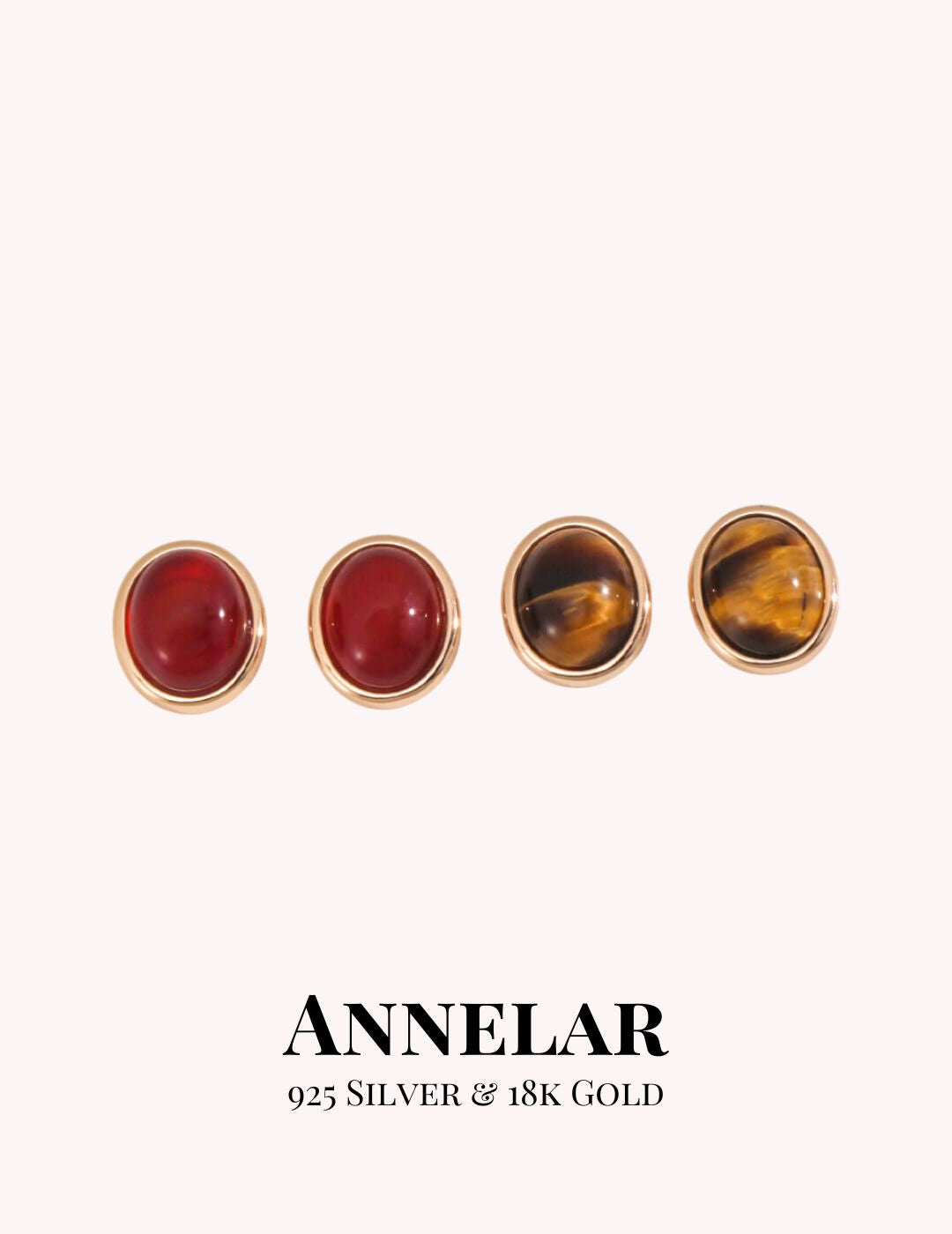 Boucles d'oreilles puces en argent S925 avec œil de tigre et agate