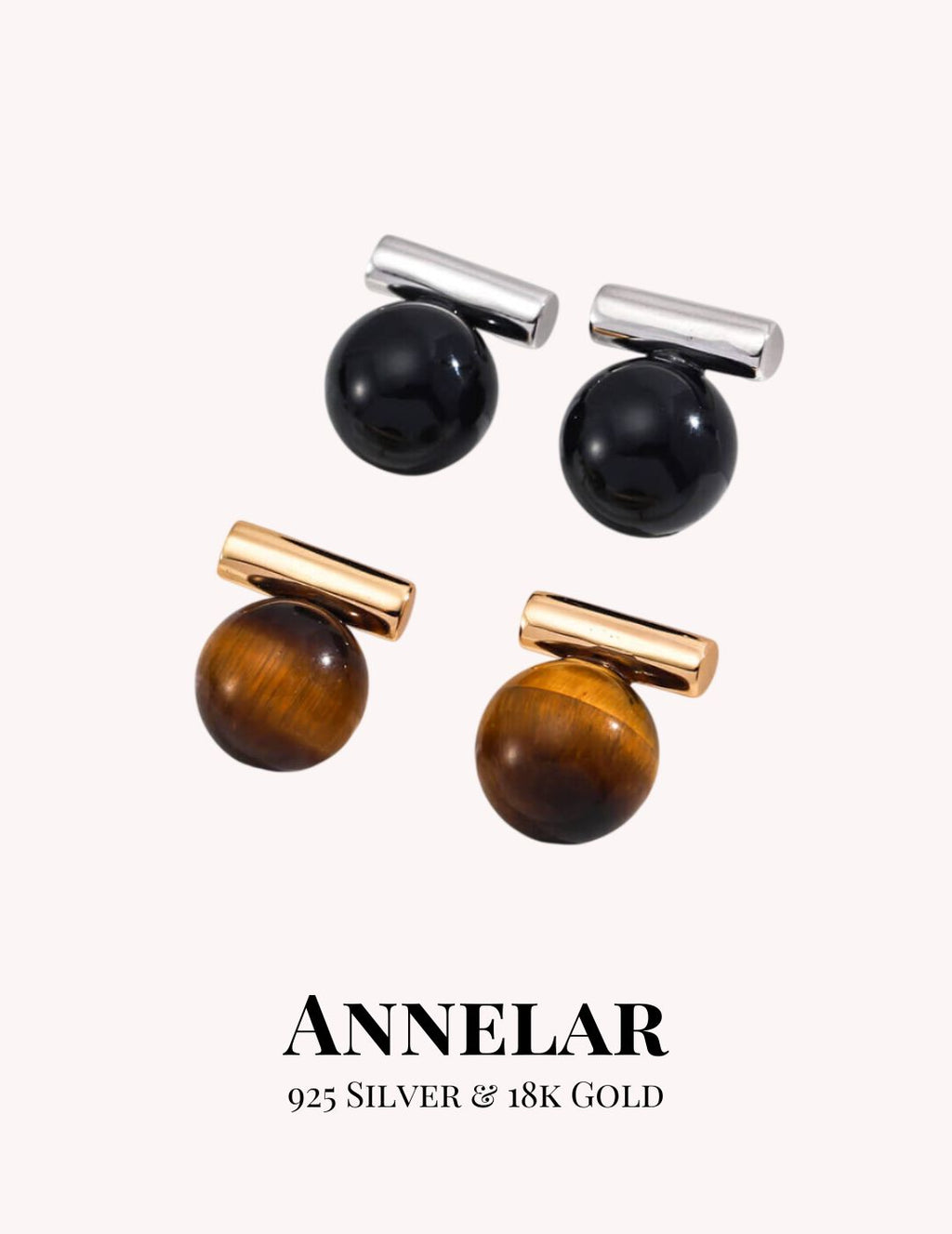 Pendientes de ónix negro natural