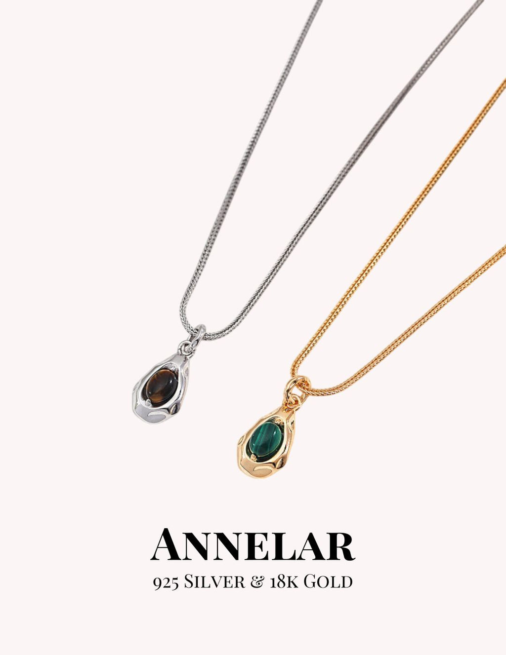 Collar con colgante de ojo de tigre natural en plata de ley 925