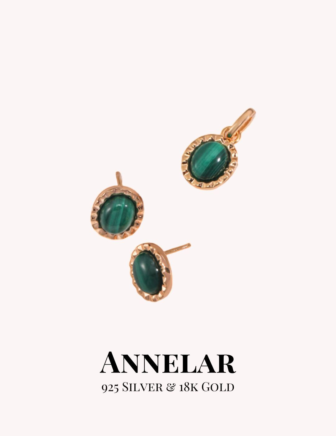 Natural Malachite Jewelry Set (Necklace + Earrings)