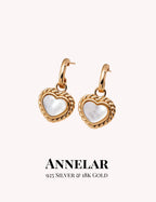 Pendientes de plata de ley 925 con nácar en forma de corazón