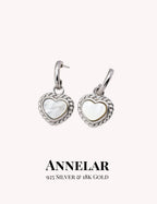 Pendientes de plata de ley 925 con nácar en forma de corazón