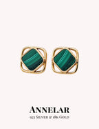 Boucles d'oreilles minimalistes en coquillage de malachite naturelle et onyx noir