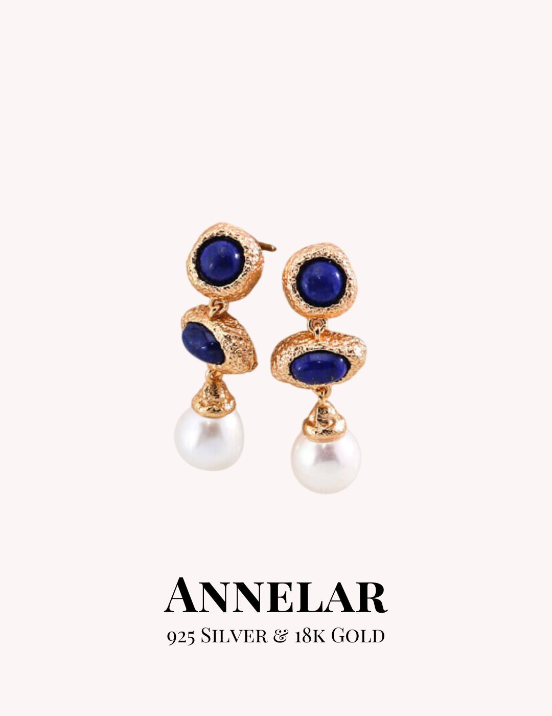 Boucles d'oreilles en perles naturelles et lapis-lazuli, argent sterling 925