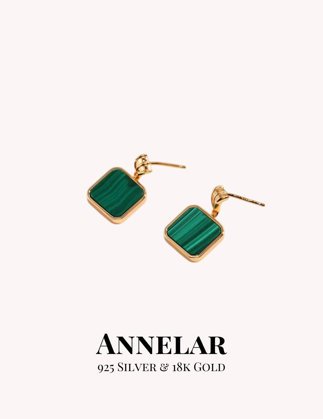 Boucles d'oreilles minimalistes en malachite et argent S925