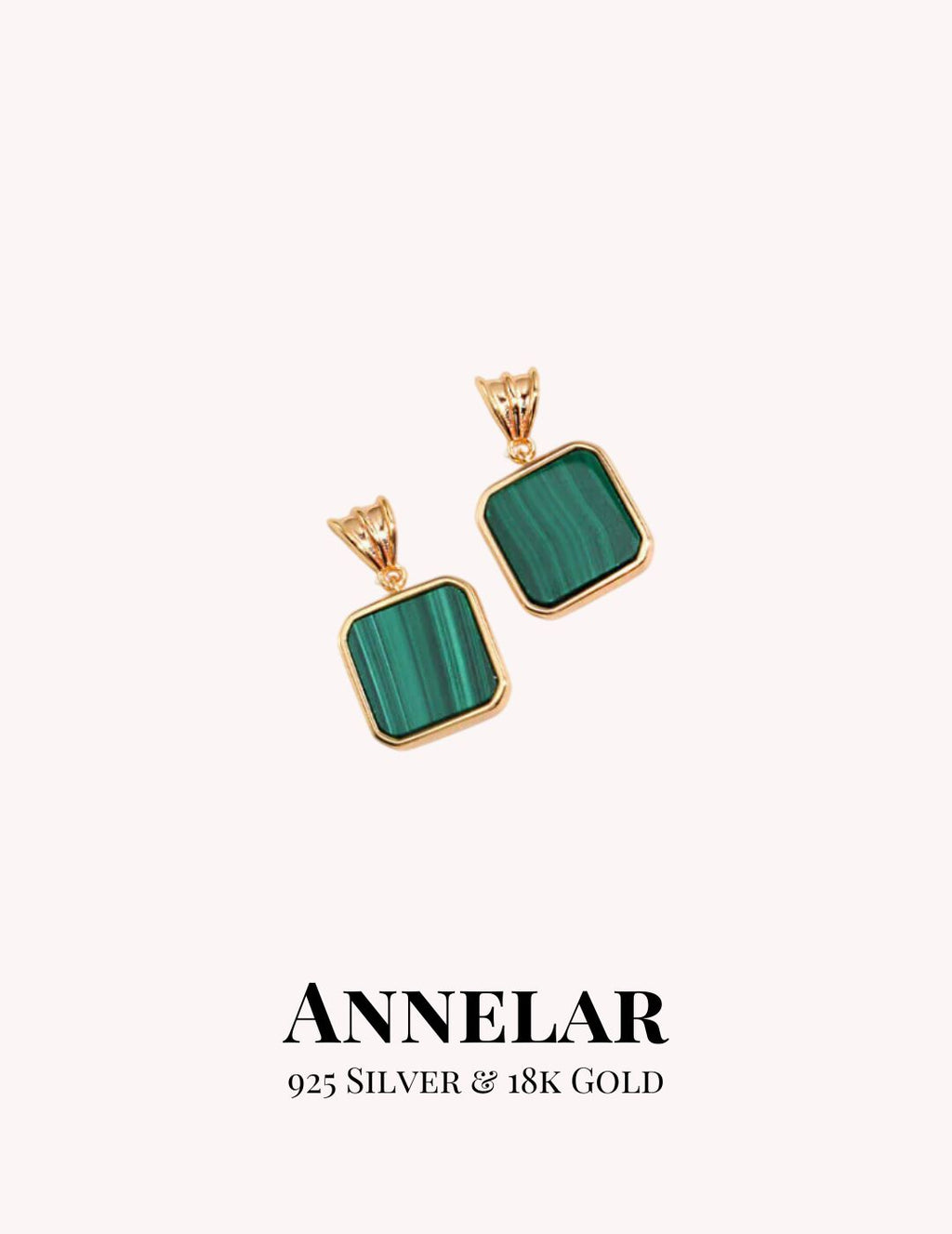 Pendientes minimalistas de malaquita en plata S925