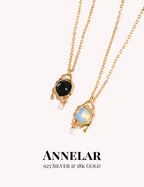 Collar de plata de ley S925 con colgante de ágata y ópalo