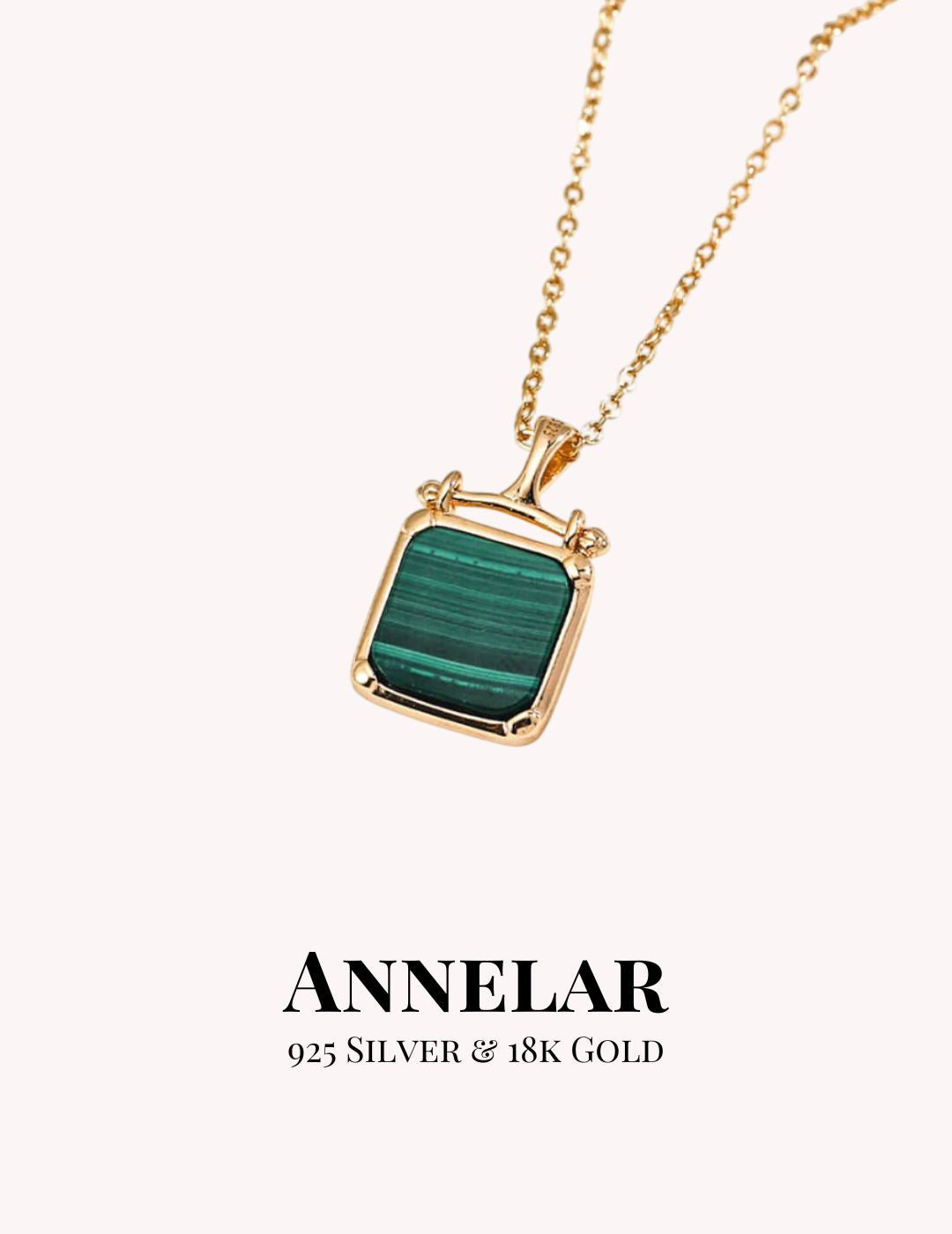 Collier avec pendentif en malachite et argent sterling S925