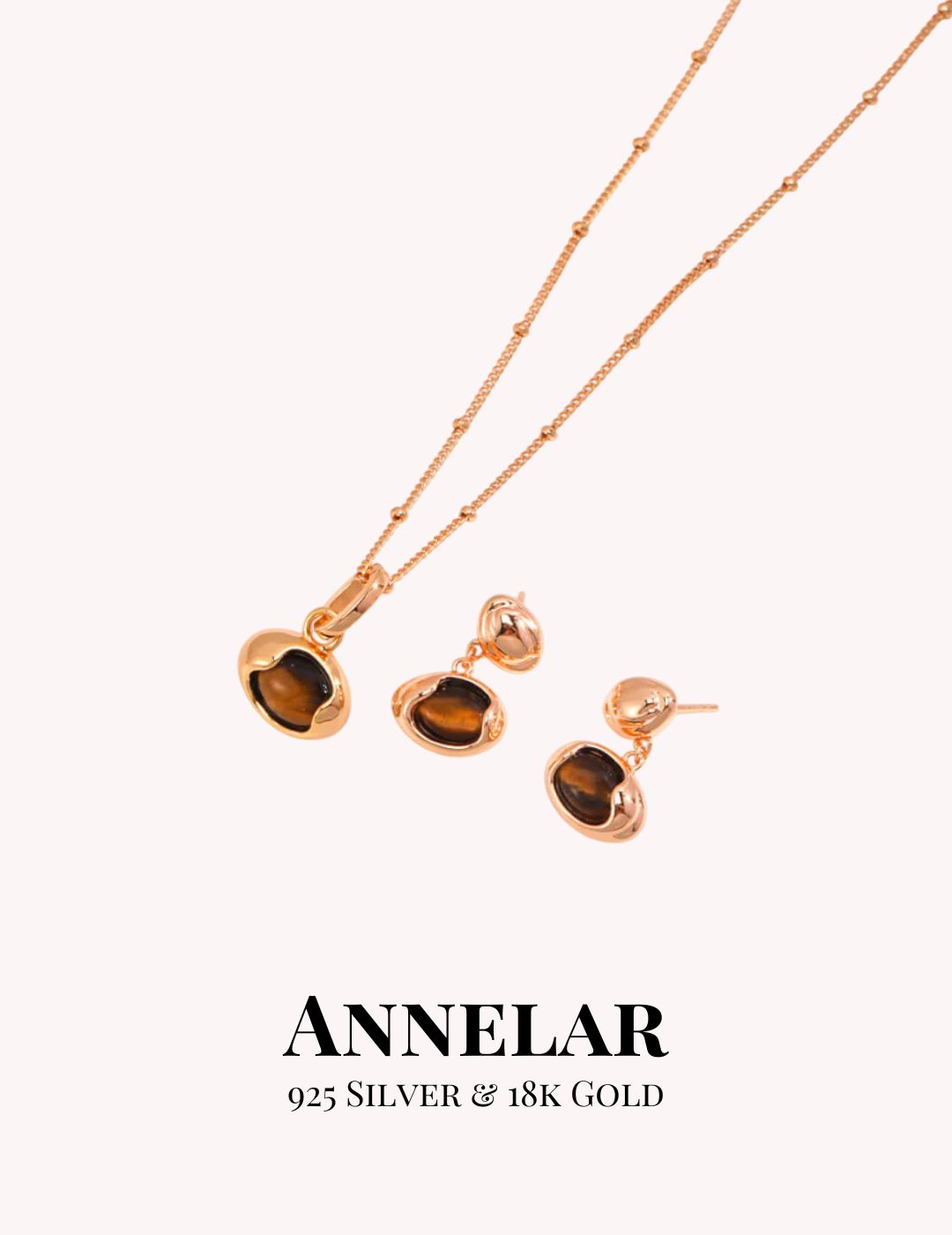 Vintage Natural Tiger Eye Set (Necklace & Earrings)