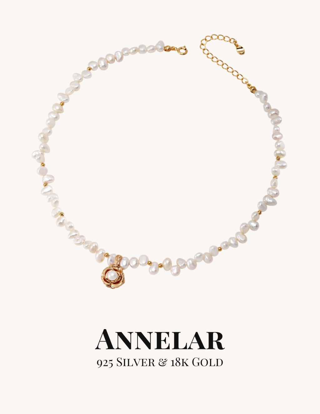 Collar de camelia con perlas naturales