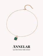 Collar de plata de ley S925 con colgante de malaquita