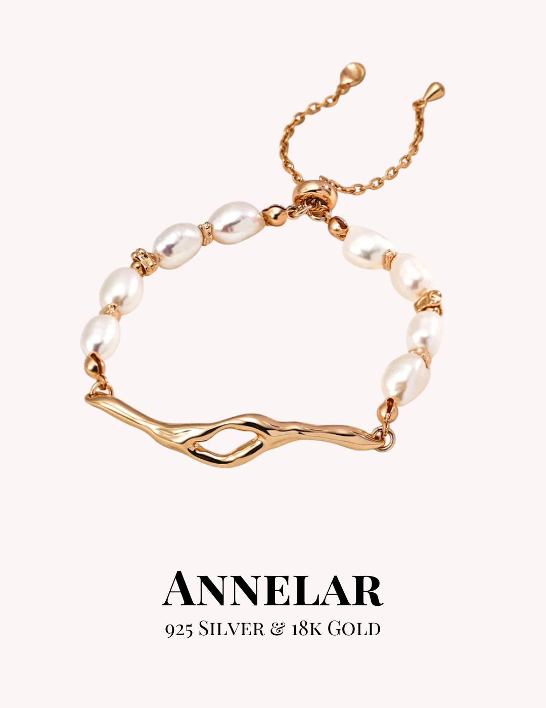 Pulsera de lava de plata de ley 925 con perlas naturales