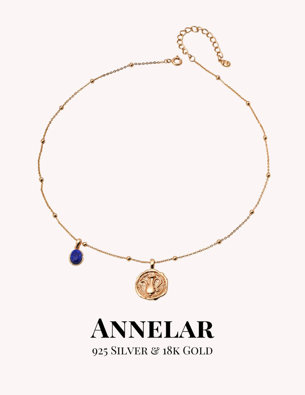 Aquarius Natural Lapis Lazuli Pendant S925 Silver Necklace