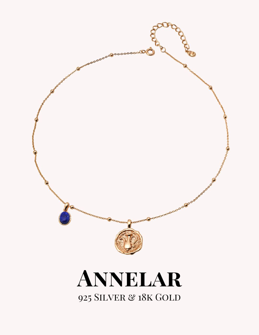 Aquarius Natural Lapis Lazuli Pendant S925 Silver Necklace