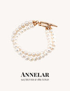 Bracelet double couche en perles naturelles et argent sterling S925